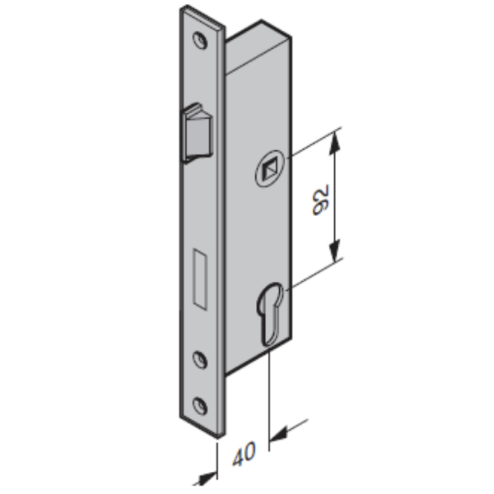 Serrure encastrée à profilé tubulaire anti panique CP Fonction B KFV Hormann Référence 3095110 - 3102702