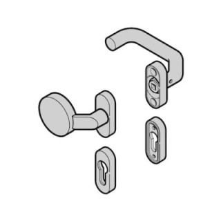Garniture à bouton fixe (92) coudé, CP fonte d'aluminium en ton naturel F1 Hormann Référence 3096810
