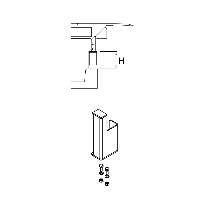 Support de cadre droite L320 galvanisé pour niveleur de quai Hormann HTL2 Référence 309531